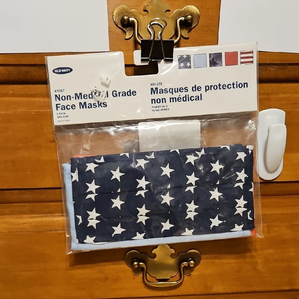 2-qty 5-pack Old Navy Adult Face Mask with Star Design - Navy and White